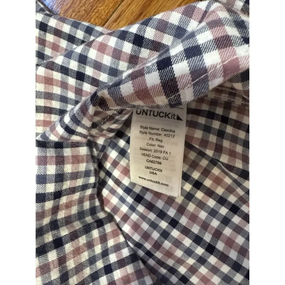 Untuckit Cascina Long Sleeve Button Up Shirt Men's Regular Fit X-Large Blue Mauv